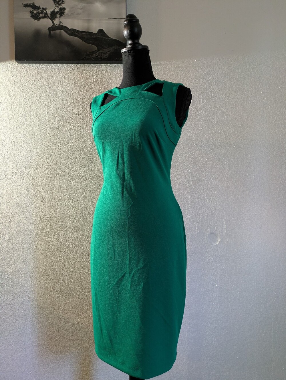 Calvin Klein Emerald Green Cutout Sheath Dress Size 2